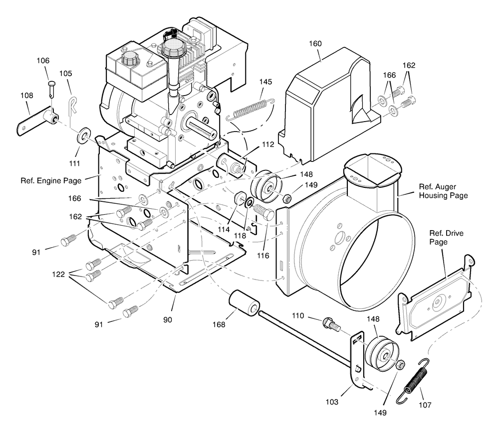 Frame Diagram and Parts List for 631128X31B 2001 Briggs and Stratton Snow Blower